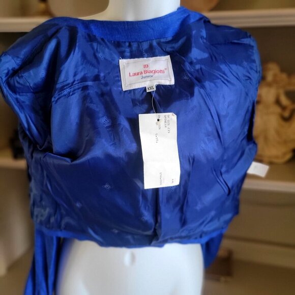 Vintage Laura Biagiotti Junior Royal Blue Cropped Blazer Size XXL - Picture 6 of 9